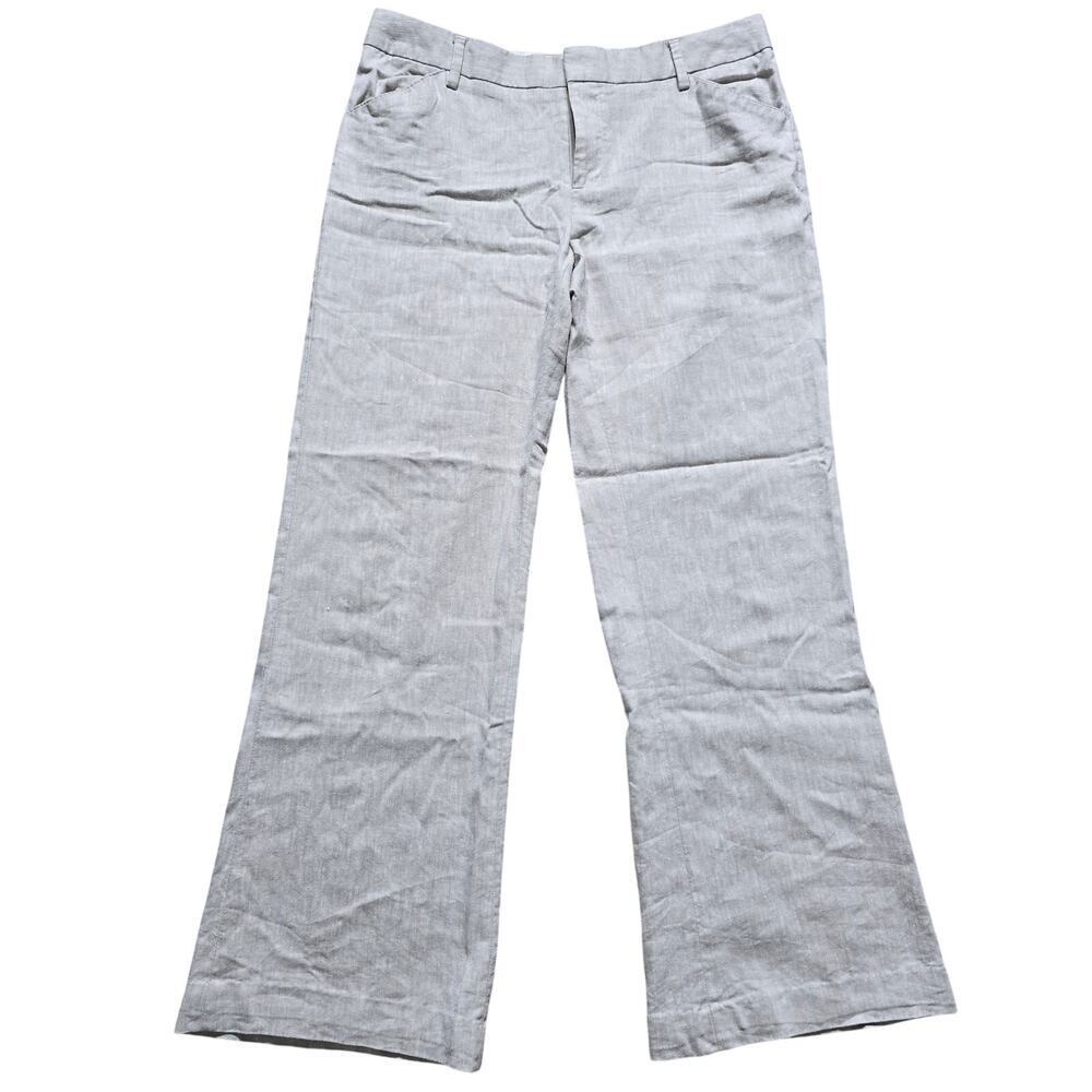 Gap Trouser Linen Blend Pants Sz 8 L Beige Straight Leg Workwear Office Career